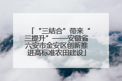 “三结合”带来“三提升”——安徽省六安市金安区创新推进高标准农田建设
