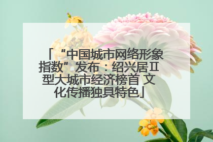 “中国城市网络形象指数”发布：绍兴居Ⅱ型大城市经济榜首 文化传播独具特色