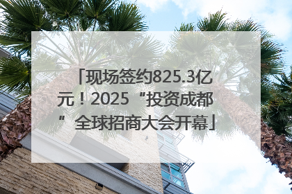 现场签约825.3亿元！2025“投资成都”全球招商大会开幕