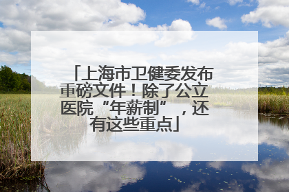 上海市卫健委发布重磅文件！除了公立医院“年薪制”，还有这些重点