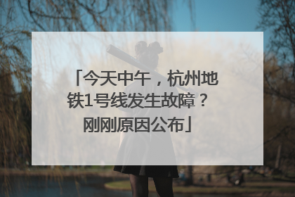 今天中午，杭州地铁1号线发生故障？刚刚原因公布