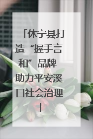 休宁县打造“握手言和”品牌 助力平安溪口社会治理
