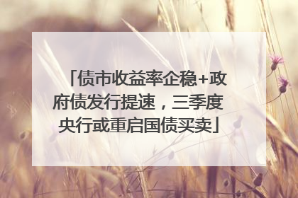债市收益率企稳+政府债发行提速，三季度央行或重启国债买卖