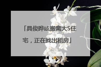 具俊晔或搬离大S住宅，正在找出租房