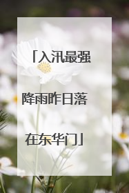 入汛最强降雨昨日落在东华门
