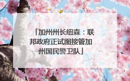 加州州长纽森：联邦政府正试图接管加州国民警卫队