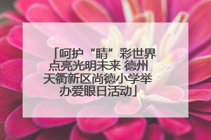 呵护“睛”彩世界点亮光明未来 德州天衢新区尚德小学举办爱眼日活动