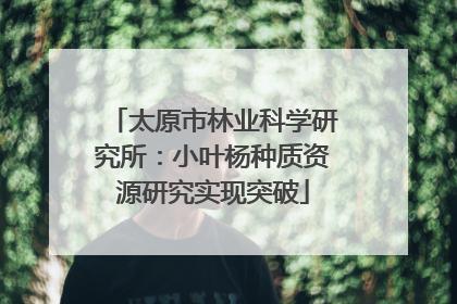 太原市林业科学研究所：小叶杨种质资源研究实现突破