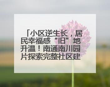 小区逆生长，居民幸福感“旧”地升温！南通南川园片探索完整社区建设新路径