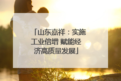 山东嘉祥：实施工业倍增 赋能经济高质量发展