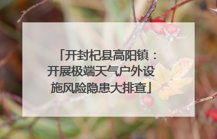 开封杞县高阳镇：开展极端天气户外设施风险隐患大排查