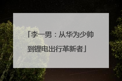李一男：从华为少帅到锂电出行革新者