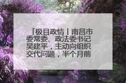 极目政情丨南昌市委常委、政法委书记吴建平，主动向组织交代问题，半个月前还在出席会议