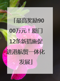 最高奖励9000万元！厦门12条新措施促进港航贸一体化发展