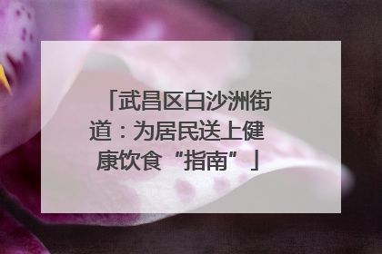 武昌区白沙洲街道：为居民送上健康饮食“指南”