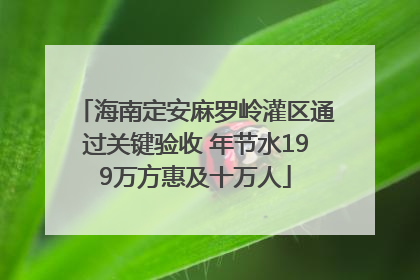 海南定安麻罗岭灌区通过关键验收 年节水199万方惠及十万人
