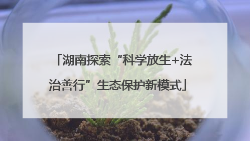湖南探索“科学放生+法治善行”生态保护新模式