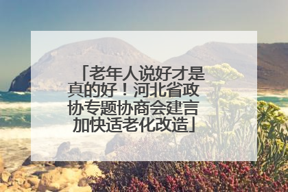 老年人说好才是真的好！河北省政协专题协商会建言加快适老化改造