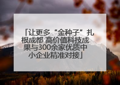 让更多“金种子”扎根成都 高价值科技成果与300余家优质中小企业精准对接
