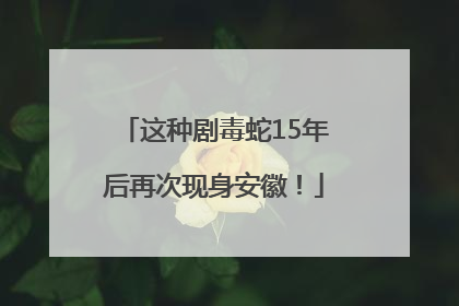 这种剧毒蛇15年后再次现身安徽！