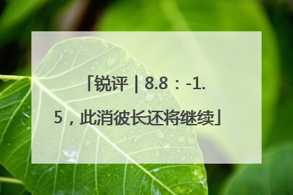 锐评｜8.8：-1.5，此消彼长还将继续