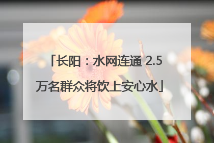 长阳：水网连通 2.5万名群众将饮上安心水