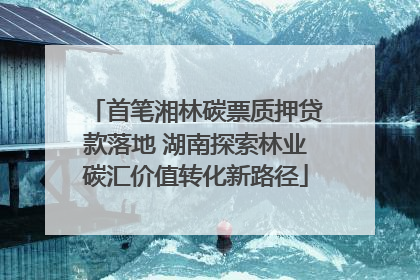 首笔湘林碳票质押贷款落地 湖南探索林业碳汇价值转化新路径