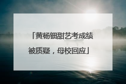 黄杨钿甜艺考成绩被质疑，母校回应