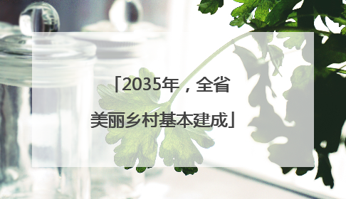 2035年，全省美丽乡村基本建成