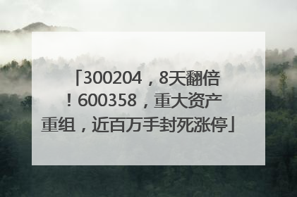 300204，8天翻倍！600358，重大资产重组，近百万手封死涨停